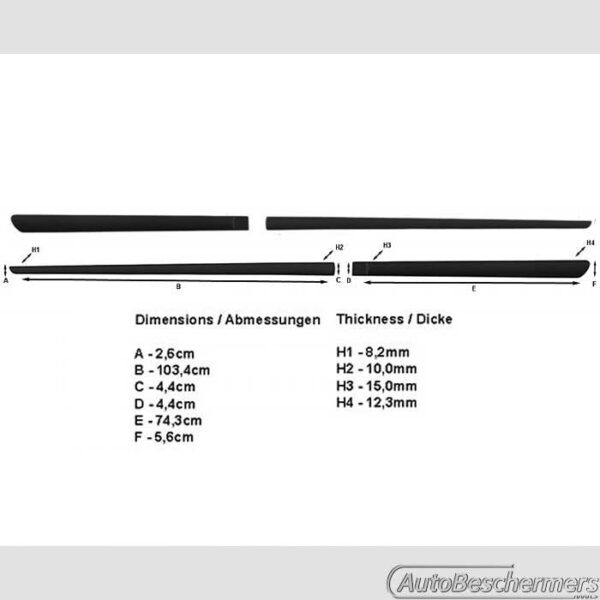 Stootlijsten set zwart Honda Civic 4-deurs 01.2012- - Afbeelding 5