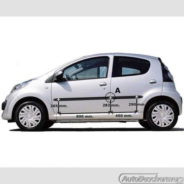 Stootlijsten set zwart Citroën C1 5-deurs 06.2005-03.2014 - Afbeelding 2