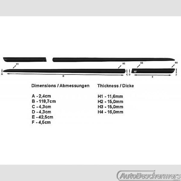 Stootlijsten set zwart Citroën C1 3-drs 06.2005-03.2014 - Afbeelding 3