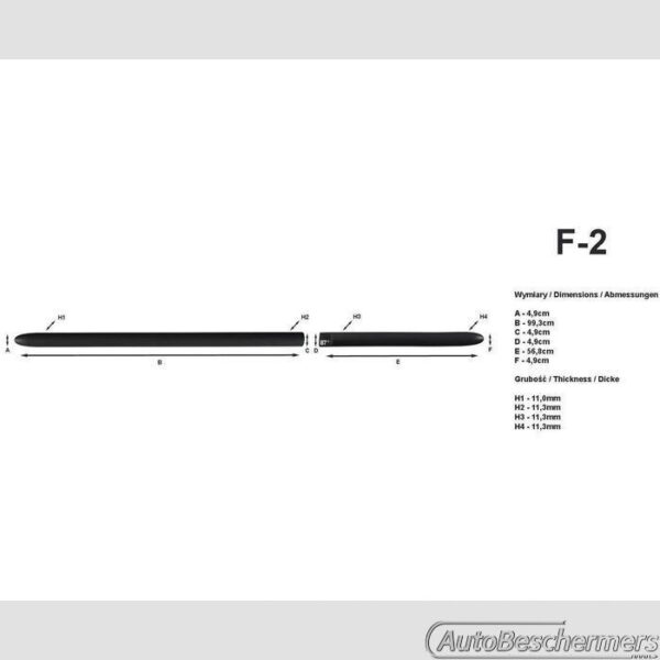 Stootlijsten set zwart Daewoo Matiz 1998-2003 - Afbeelding 2