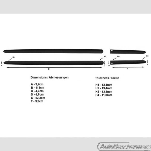 Stootlijsten set zwart Ford Fiesta 3-deurs 1999-2002 - Afbeelding 2
