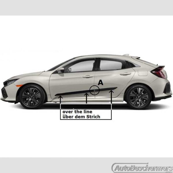 Stootlijsten set zwart Honda Civic 5-deurs Hatchback 05.2017- - Afbeelding 4