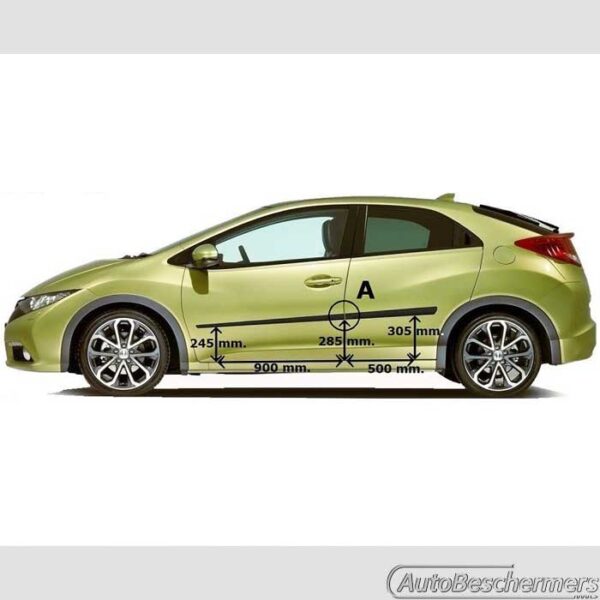 Stootlijsten set zwart Honda Civic 5-deurs Hatchback 01.2012-05.2017 - Afbeelding 4