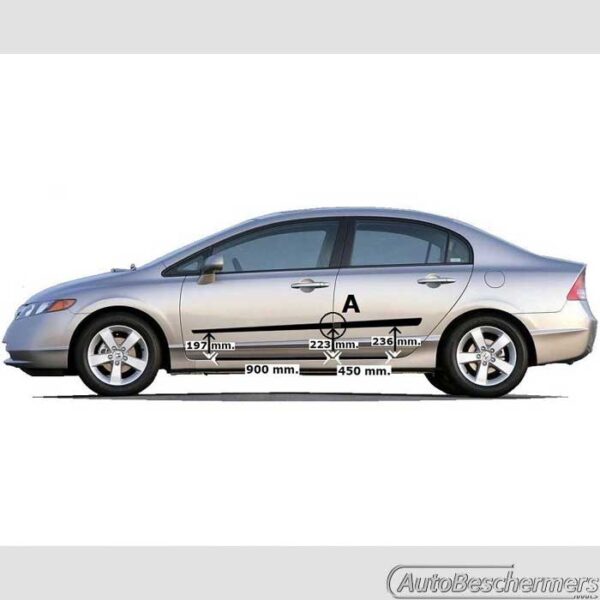 Stootlijsten set zwart Honda Civic 4-deurs 01.2006-12.2011 - Afbeelding 2