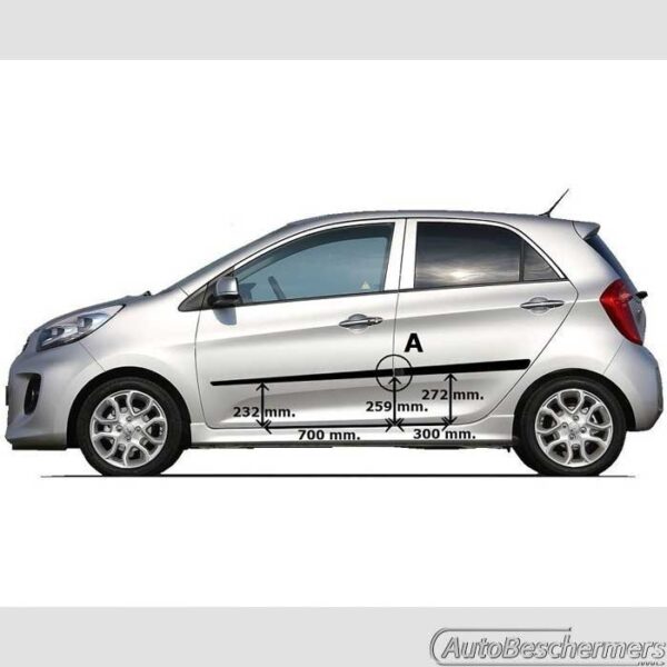 Stootlijsten set zwart Kia Picanto 5-deurs 05.2011- - Afbeelding 3