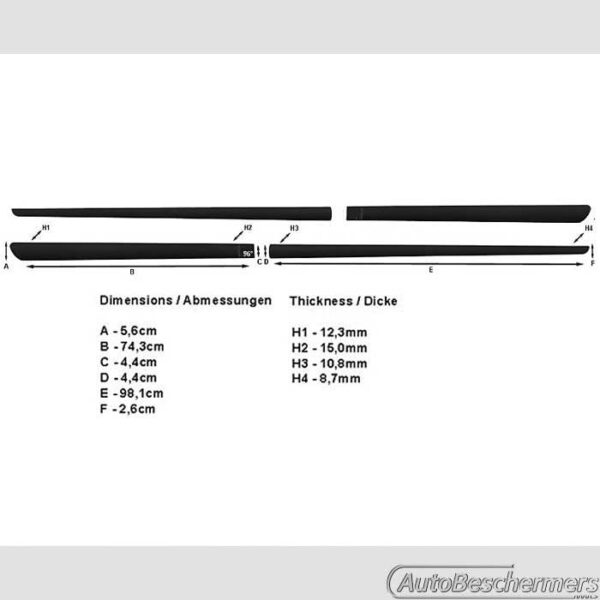 Stootlijsten set zwart Kia Picanto 5-deurs 05.2011- - Afbeelding 4
