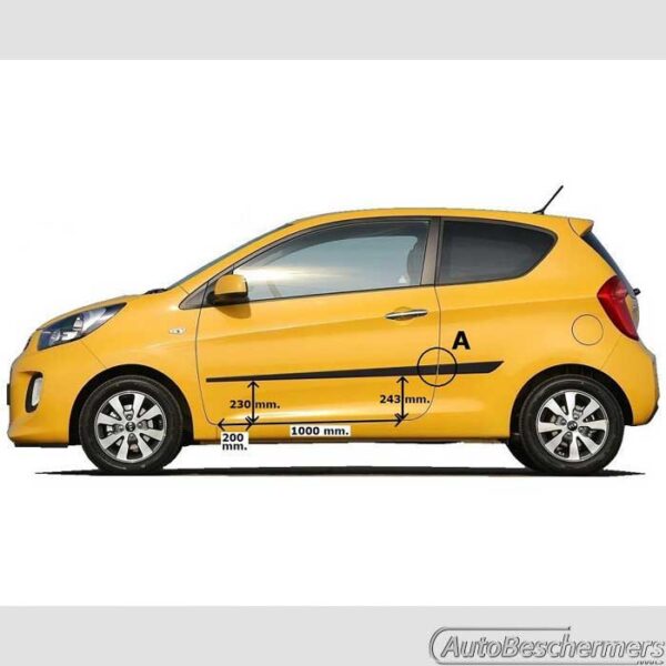 Stootlijsten set zwart Kia Picanto 3-deurs 05.2011- - Afbeelding 4