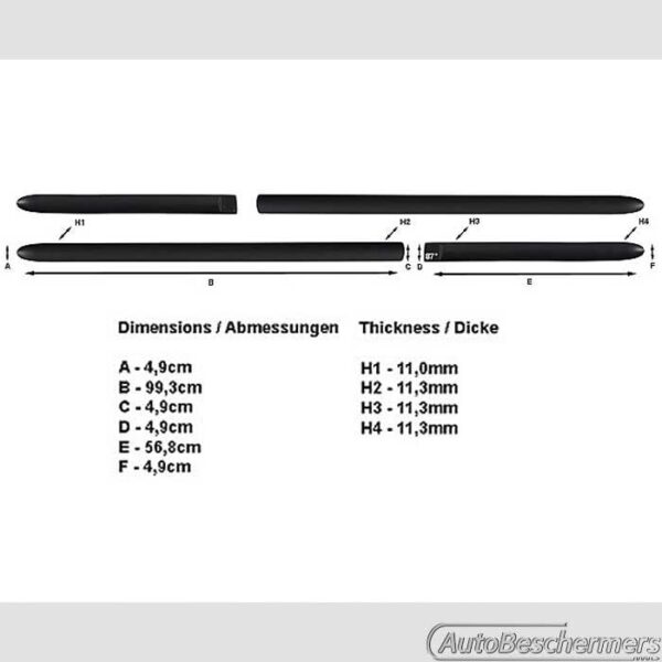 Stootlijsten set zwart recht Mitsubishi ASX 2010-10.2012 - Afbeelding 4