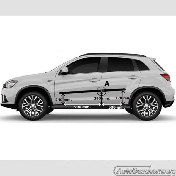 Stootlijsten set zwart recht Mitsubishi ASX 10.2012- - Afbeelding 3