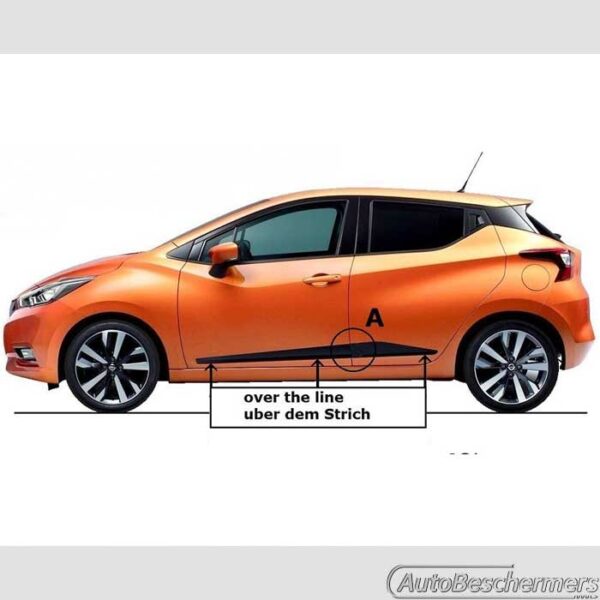 Stootlijsten set zwart Nissan Micra K14 5-deurs 12.2016- - Afbeelding 5