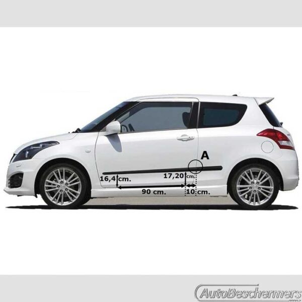 Stootlijsten set zwart Suzuki Swift 3-deurs 09.2010-04.2017 ook Sport 01.2012-05.2018 - Afbeelding 2
