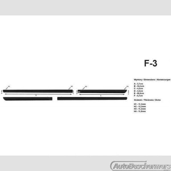 Stootlijsten set zwart Suzuki Wagon R 2000-2008 - Afbeelding 3