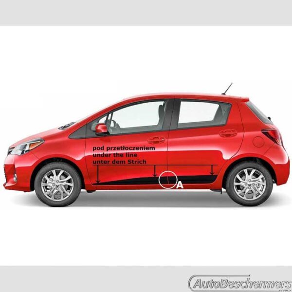 Stootlijsten set zwart breed Toyota Yaris 5-deurs 04.2017-08.2020 - Afbeelding 5