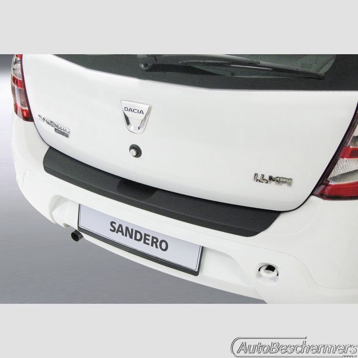 Achterbumperbeschermer zwart met ribbel Dacia Sandero en Sandero Stepway 12.2012-12.2020
